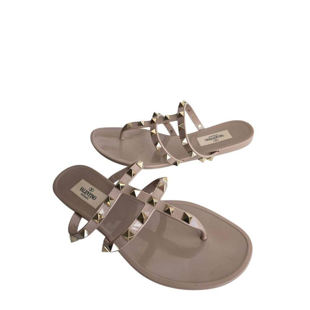Valentino Garavani Nude Pink Rockstud Jelly Thong Sandals - Picture 5 of 11